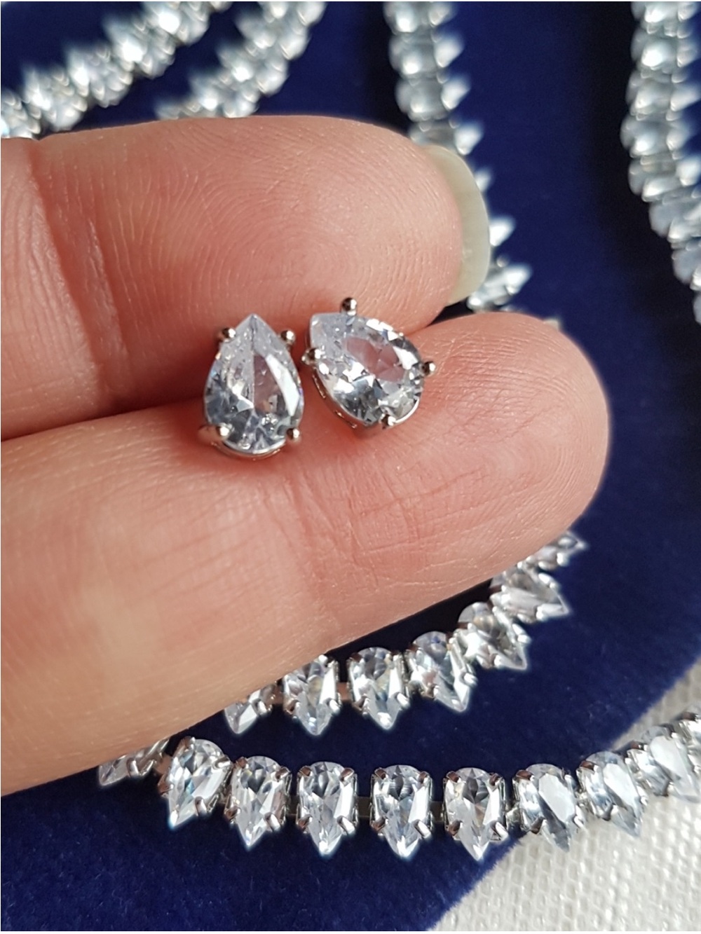 Swarovski Elements Platinum White Gold Plated Teardrop Stud Earrings NEW